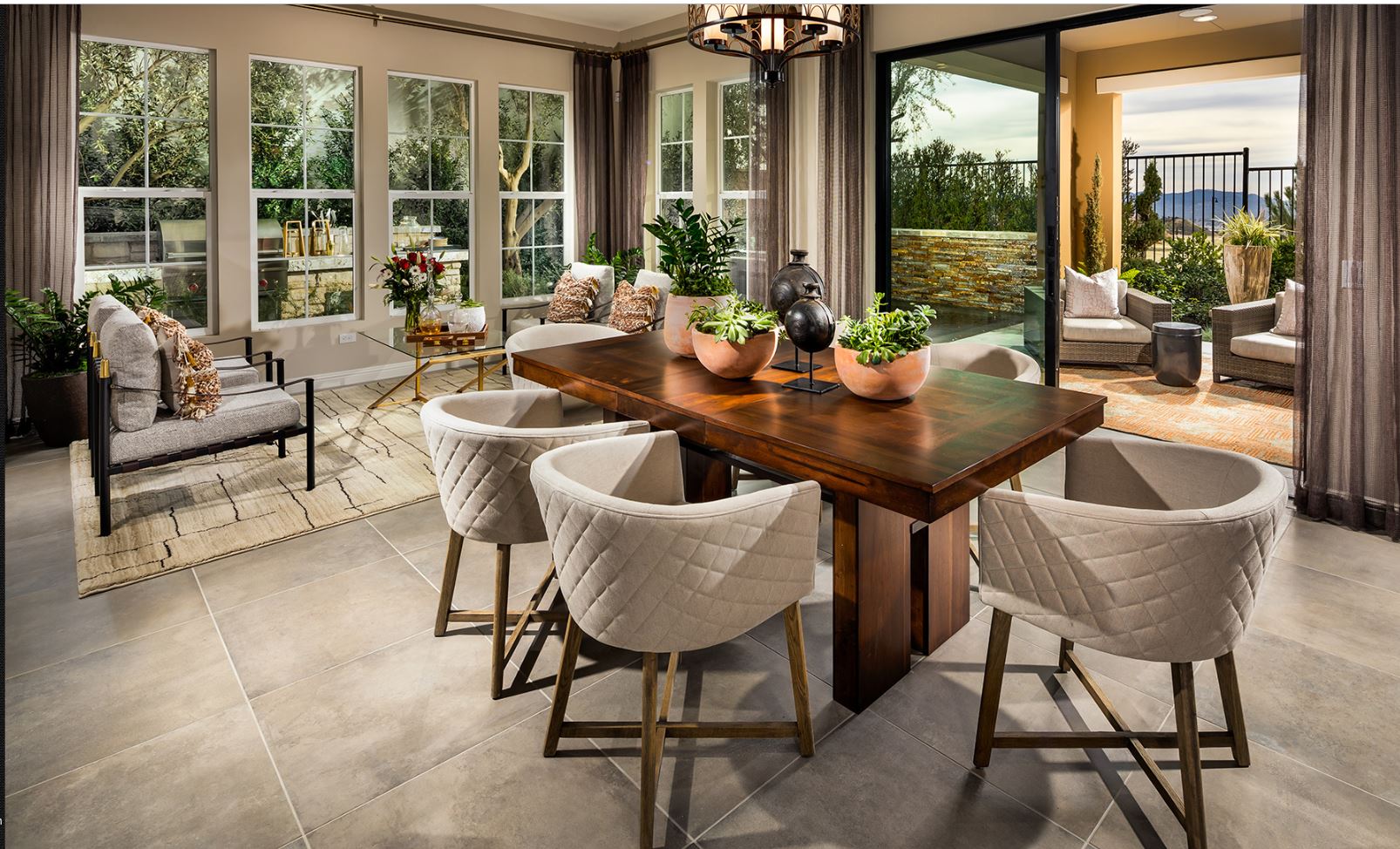 Cozy and beautiful dining area with a sliding glass door